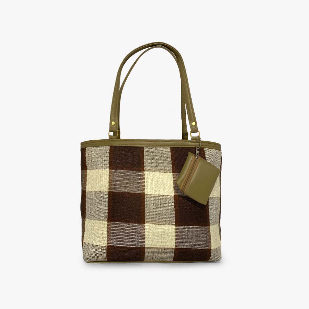 Check Pattern Maroon Tote Bag